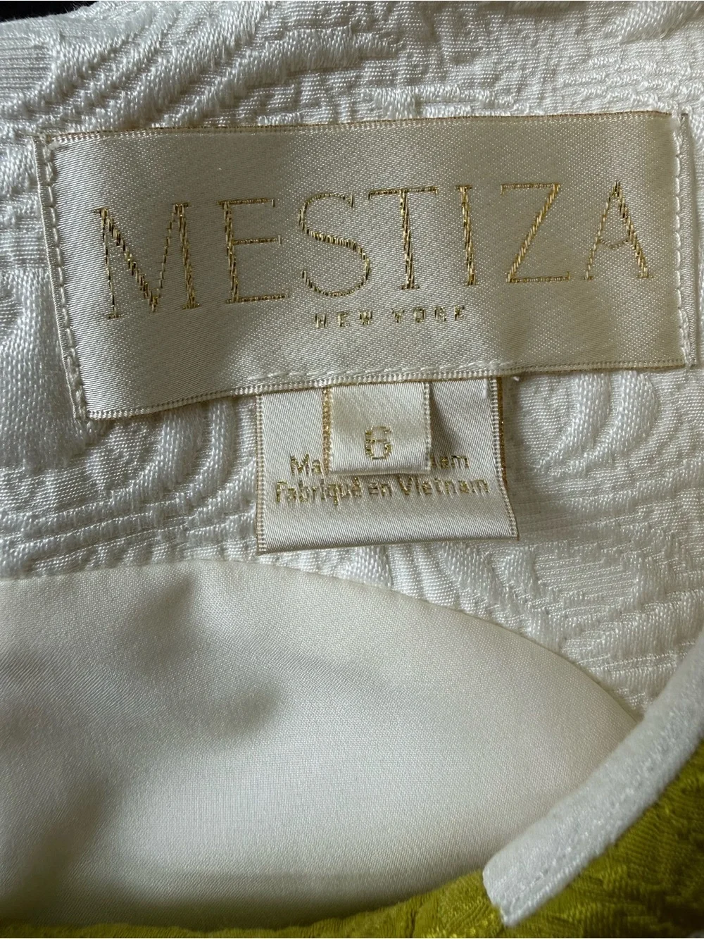 Mestiza New York Etta Crew Neck Sleeveless  green and white Scallop Top - size 6